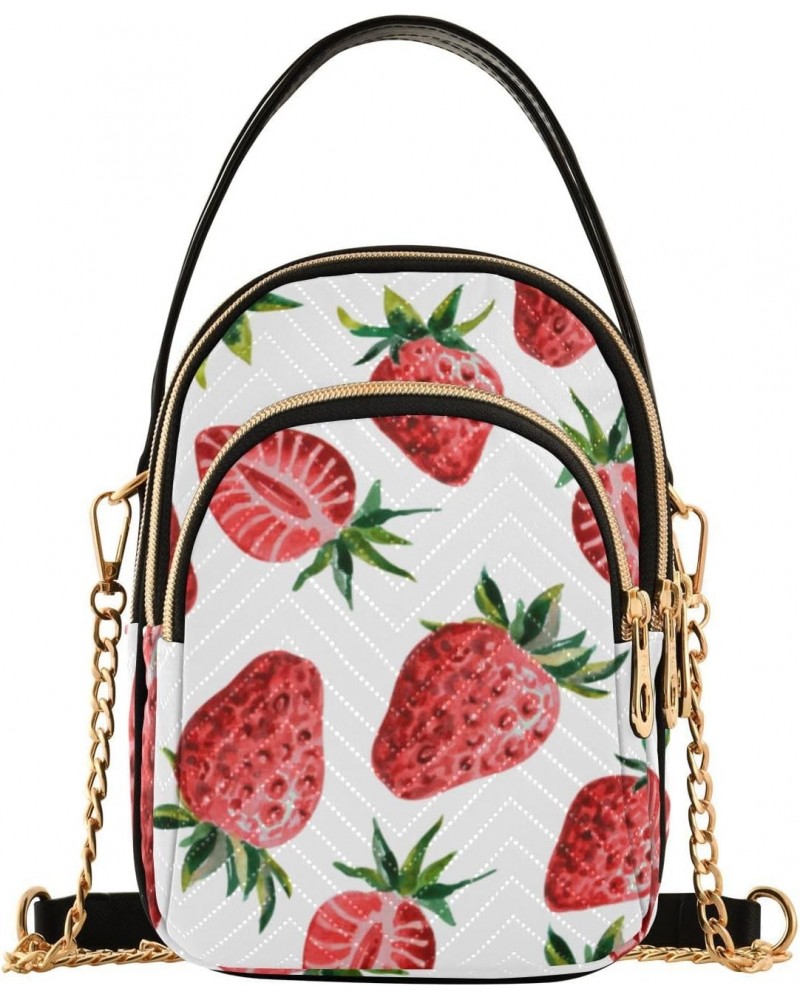 Cell Phone Purse Red Strawberry Natural Crossbody Handbag Durable Shoulder Bag Sturdy Travel Pouch Compact Chic Bag for Women...