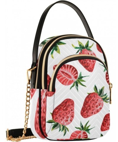 Cell Phone Purse Red Strawberry Natural Crossbody Handbag Durable Shoulder Bag Sturdy Travel Pouch Compact Chic Bag for Women...