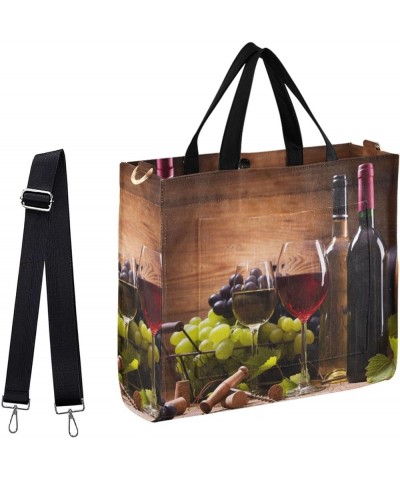 3d Glasses Of Wine Grapes on Wooden Womens Handbag Satchel Tote Bag for Work Weekender Travel Gym Shopping Multi05 $16.22 Totes