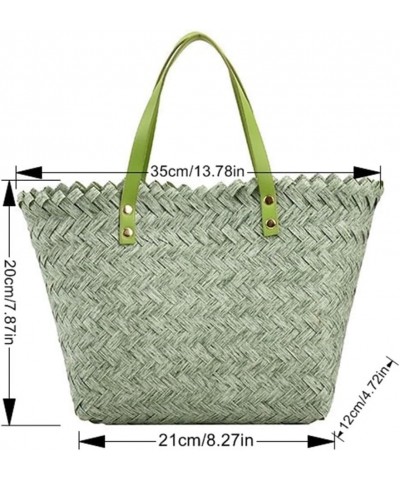 Women's Summer Straw Bags, Handwoven Tote Bags, Shoulder Handle Beach Bags Pink $17.48 Totes