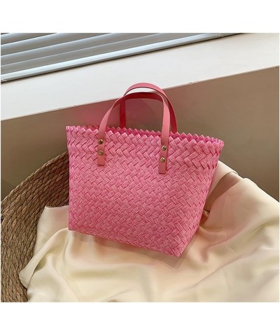 Women's Summer Straw Bags, Handwoven Tote Bags, Shoulder Handle Beach Bags Pink $17.48 Totes