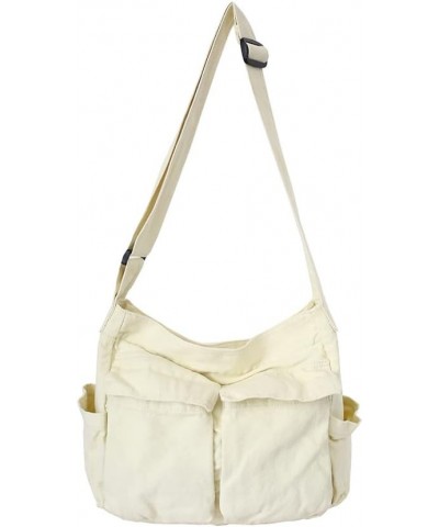 Hobo Crossbody Bag Canvas Messenger Bag Canvas Shoulder Tote Bag Large 08-white $14.88 Totes