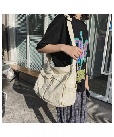 Hobo Crossbody Bag Canvas Messenger Bag Canvas Shoulder Tote Bag Large 08-white $14.88 Totes