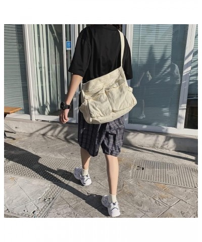 Hobo Crossbody Bag Canvas Messenger Bag Canvas Shoulder Tote Bag Large 08-white $14.88 Totes