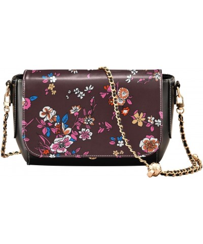 Bohemian Flowers Crossbody Bags for Women Retro Cross Body Purse Small PU Leather Shoulder Handbags with Chain Strap $20.29 C...