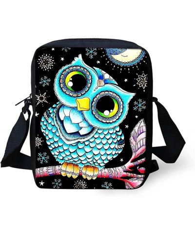 Fashion Crossbody Handbag, Small Shoulder Purse for Women Men Kids Messenger Bag Owl-black $9.24 Satchels