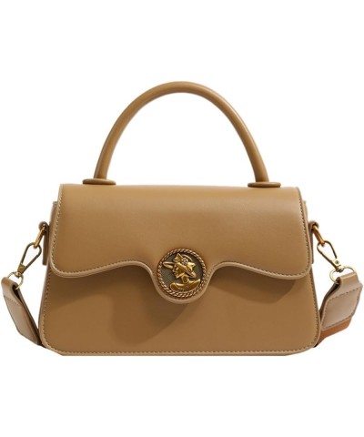 Textured women's bags, fashionable retro crossbody bags, niche handheld square bags Khaki $45.96 Backpacks