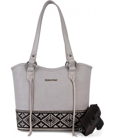 Women's Western Handbag Tooling Tote Bag Conceal Carry Purse with Detachable Holster H145 Grey $30.14 Totes