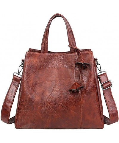 Women's Flower Pendant Single Shoulder Motorcycle Bag Luxury Handbag Satchel (brown) Brown $44.12 Totes