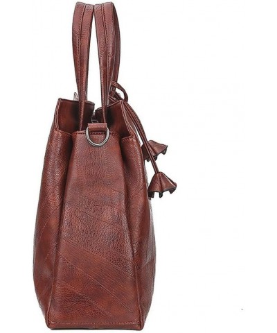 Women's Flower Pendant Single Shoulder Motorcycle Bag Luxury Handbag Satchel (brown) Brown $44.12 Totes