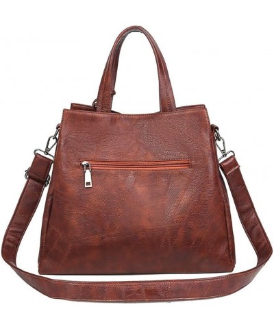 Women's Flower Pendant Single Shoulder Motorcycle Bag Luxury Handbag Satchel (brown) Brown $44.12 Totes