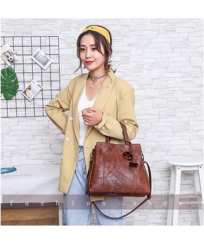 Women's Flower Pendant Single Shoulder Motorcycle Bag Luxury Handbag Satchel (brown) Brown $44.12 Totes