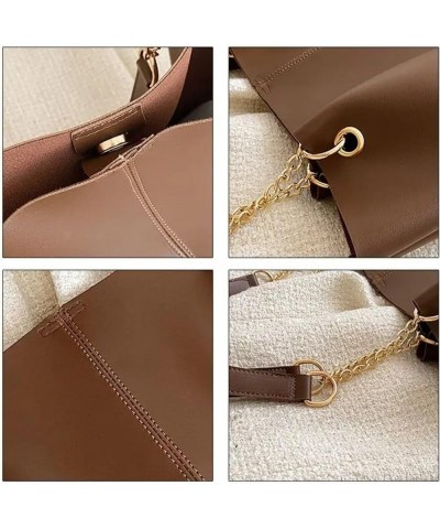 Chain Tote Bag Women's Shoulder Large Capacity Female PU Handbag Light Brown $13.90 Shoulder Bags