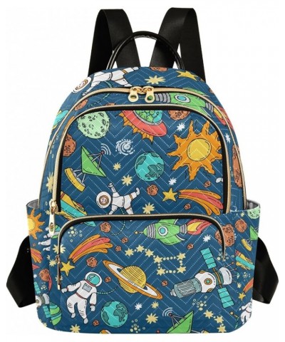 Women Backpack Outer Space Cartoon Cute Anti-Theft Travel Backpack with Luggage Belt Lightweight Handbag Lady Purse Roomy Dou...