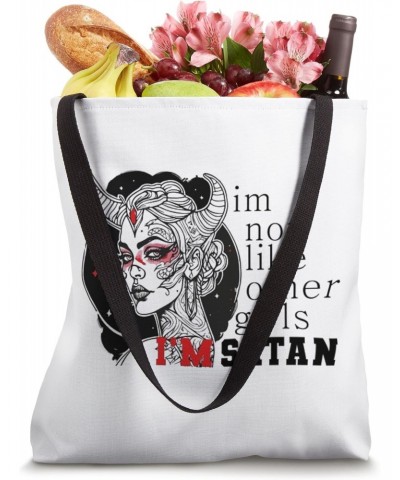 I'm Not Like Other Girls I'm Satan Black women Skull Devil Tote Bag $12.60 Totes