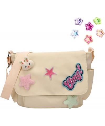 Cute Messenger Bag Kawaii Aesthetic Canvas Crossbody Bag Women Y2k Star Shoulder Purse with Cute Pins and Ornament (black) Wh...