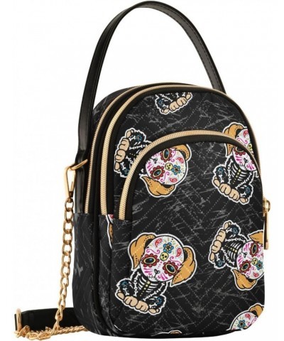 Small Crossbody Bags for Women Trendy Suagr Skull Dog Print Retro Travel Sling Bag Women's Crossbody Handbags Satchel Bags $1...