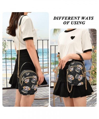 Small Crossbody Bags for Women Trendy Suagr Skull Dog Print Retro Travel Sling Bag Women's Crossbody Handbags Satchel Bags $1...