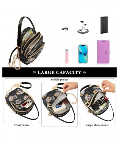 Small Crossbody Bags for Women Trendy Suagr Skull Dog Print Retro Travel Sling Bag Women's Crossbody Handbags Satchel Bags $1...