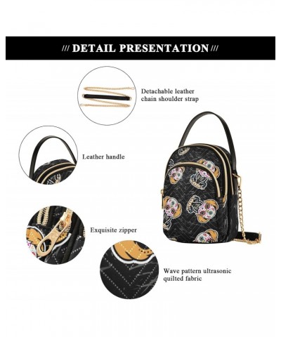 Small Crossbody Bags for Women Trendy Suagr Skull Dog Print Retro Travel Sling Bag Women's Crossbody Handbags Satchel Bags $1...