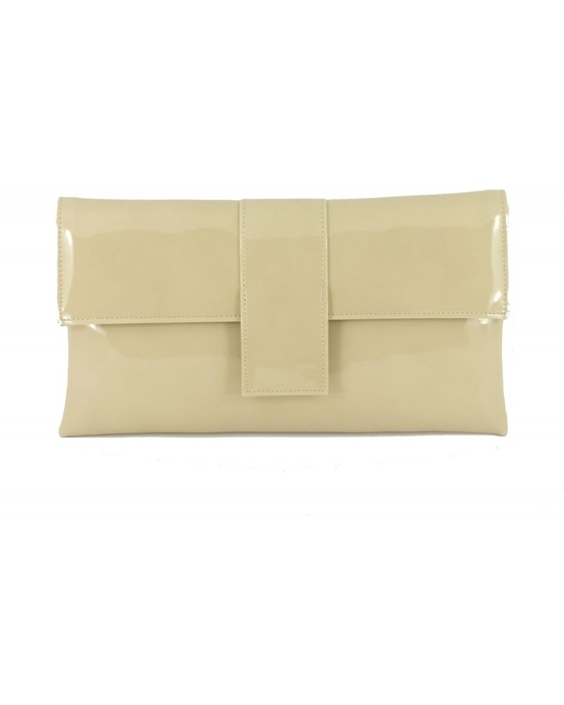 Womens Elegant Patent Clutch Shoulder Bag Occasion Wedding Party Prom Purse Beige Nude $28.07 Evening Bags