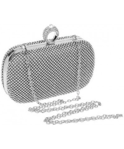 Rhinestone Evening Clutch Silver $21.99 Evening Bags