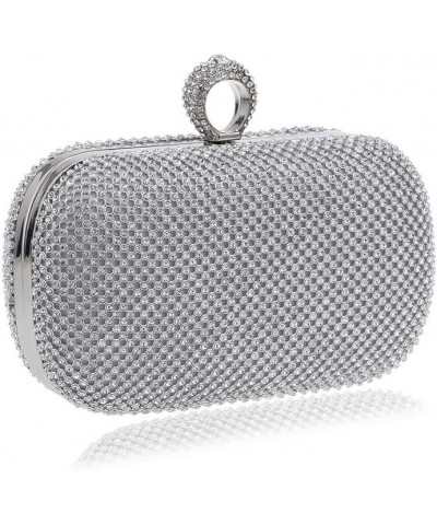 Rhinestone Evening Clutch Silver $21.99 Evening Bags