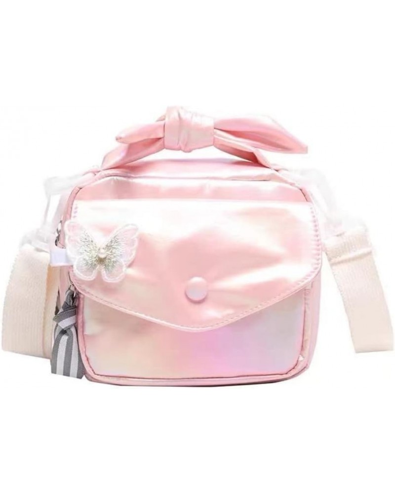 Kawaii Small Shoulder Bag Mini Bag Ribbon Butterfly Crossbody Bag Girl Teen Women Cute Pink Handbag Purse Summer (White) Pink...