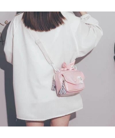 Kawaii Small Shoulder Bag Mini Bag Ribbon Butterfly Crossbody Bag Girl Teen Women Cute Pink Handbag Purse Summer (White) Pink...