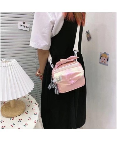 Kawaii Small Shoulder Bag Mini Bag Ribbon Butterfly Crossbody Bag Girl Teen Women Cute Pink Handbag Purse Summer (White) Pink...