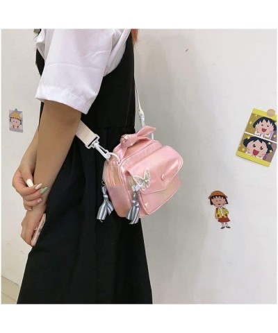 Kawaii Small Shoulder Bag Mini Bag Ribbon Butterfly Crossbody Bag Girl Teen Women Cute Pink Handbag Purse Summer (White) Pink...