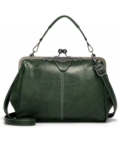 Women Vintage Kiss LockHandbags for Women PU Leather Evening Clutch Satchel Purse Tote, Black Green $24.98 Totes