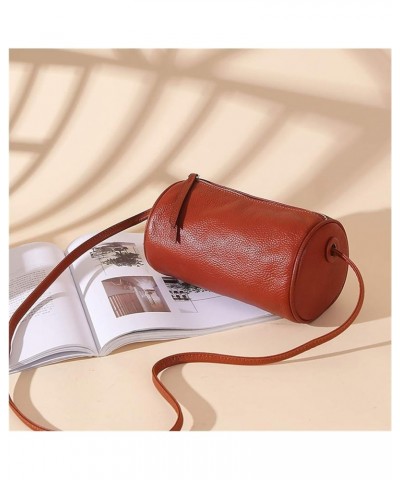 Casual fashion trend cylinder Messenger ladies bag shoulder pillow head ladies parcel Brown $19.45 Shoulder Bags