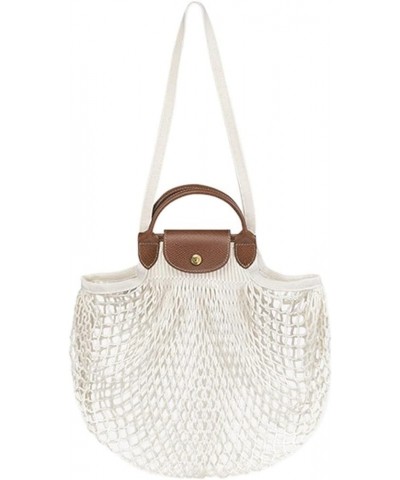 Hollow Out Netted Women Handbag Cotton Line Woven Shoulder Bag Summer Beach Bag Large Capacity Tote Purses Beige $41.40 Totes