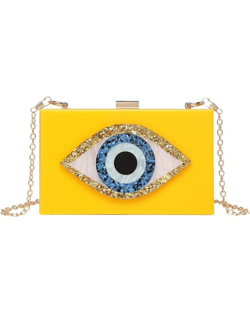 Clutch Purses for Women-Evil Eye Acrylic Clutch Glitter Purse Evening Bag Chain Shoulder Crossbody Handbags 7-dark Yellow $16...