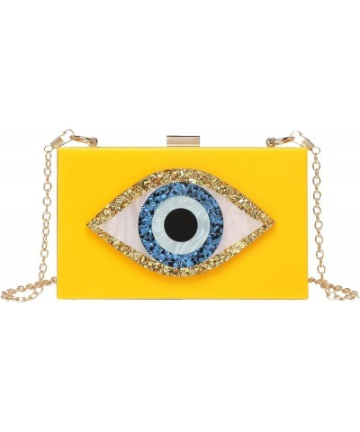 Clutch Purses for Women-Evil Eye Acrylic Clutch Glitter Purse Evening Bag Chain Shoulder Crossbody Handbags 7-dark Yellow $16...