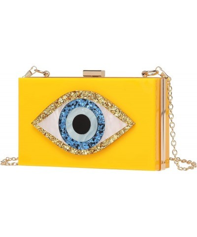 Clutch Purses for Women-Evil Eye Acrylic Clutch Glitter Purse Evening Bag Chain Shoulder Crossbody Handbags 7-dark Yellow $16...