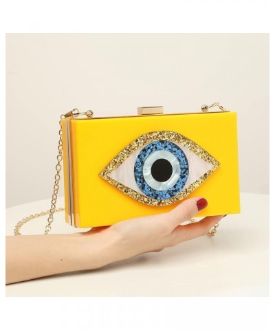 Clutch Purses for Women-Evil Eye Acrylic Clutch Glitter Purse Evening Bag Chain Shoulder Crossbody Handbags 7-dark Yellow $16...