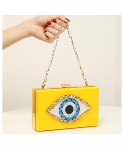 Clutch Purses for Women-Evil Eye Acrylic Clutch Glitter Purse Evening Bag Chain Shoulder Crossbody Handbags 7-dark Yellow $16...