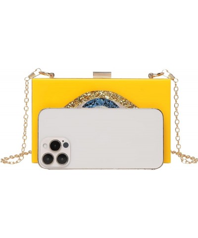 Clutch Purses for Women-Evil Eye Acrylic Clutch Glitter Purse Evening Bag Chain Shoulder Crossbody Handbags 7-dark Yellow $16...