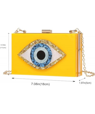 Clutch Purses for Women-Evil Eye Acrylic Clutch Glitter Purse Evening Bag Chain Shoulder Crossbody Handbags 7-dark Yellow $16...