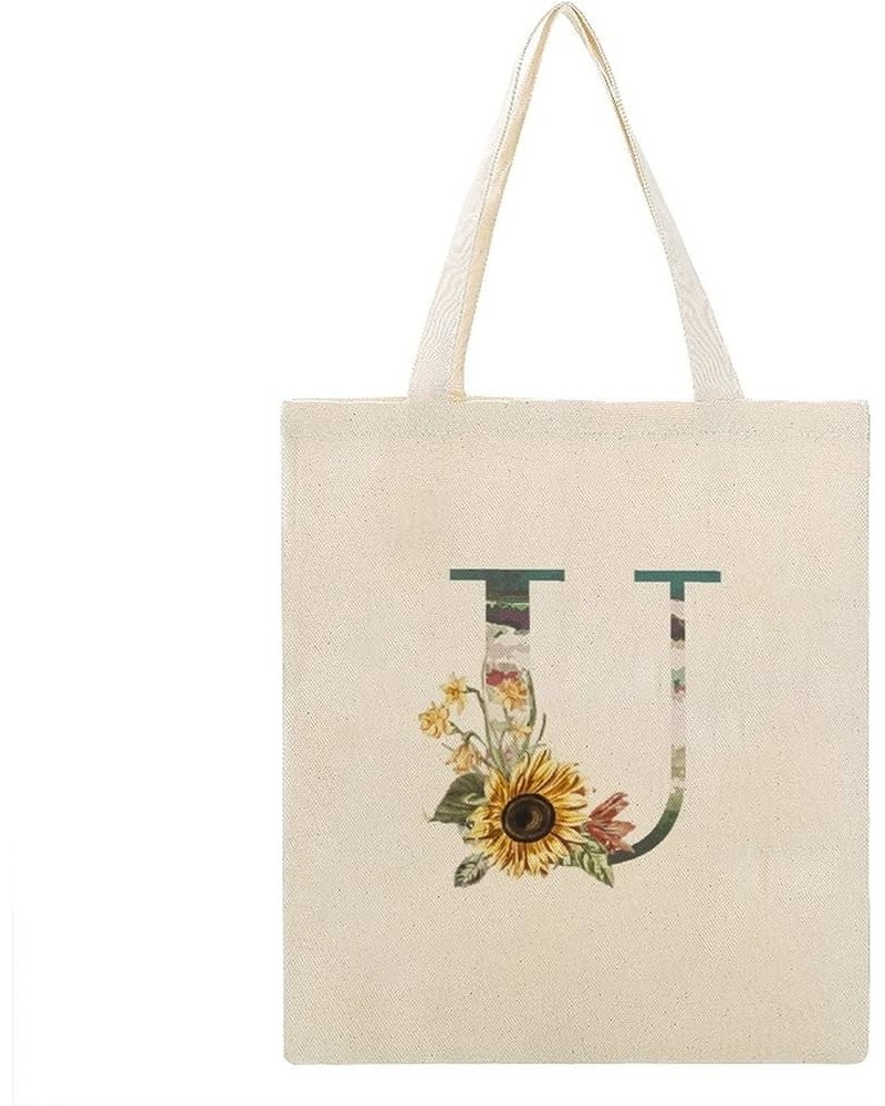 Rose Monogram Alphabet Letter Initial O Canvas Tote Bag with Handle Cute Book Bag Shopping Shoulder Bag for Women Girls Style...