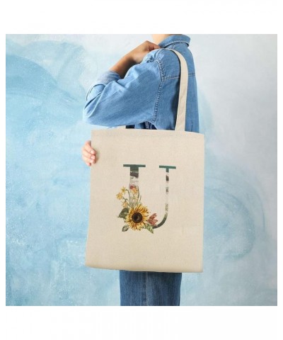 Rose Monogram Alphabet Letter Initial O Canvas Tote Bag with Handle Cute Book Bag Shopping Shoulder Bag for Women Girls Style...