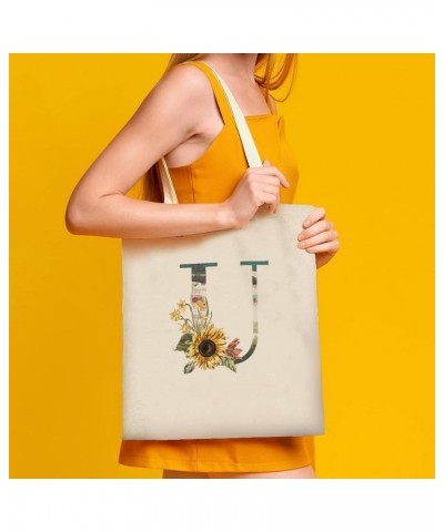 Rose Monogram Alphabet Letter Initial O Canvas Tote Bag with Handle Cute Book Bag Shopping Shoulder Bag for Women Girls Style...