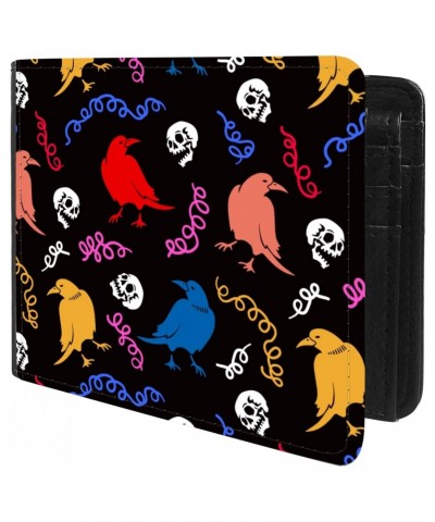 Unique Desige Pattern - Skull and Raven Pattern, Slim Front Pocket Wallet Billfold RFID Blocking $9.17 Wallets