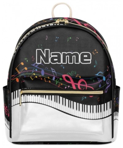 Music Note Custom Mini Backpack Purse for Women, Colorful Print Personalized Fashion Leather Small Backpack Shoulder Handbag ...