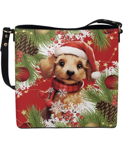 Womens PU Leather Crossbdoy Handbag Large Designer Ladies Bucket Purse Shoulder Bag Christmas Puppy Dog $17.64 Clutches