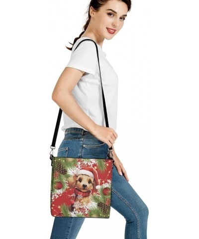 Womens PU Leather Crossbdoy Handbag Large Designer Ladies Bucket Purse Shoulder Bag Christmas Puppy Dog $17.64 Clutches