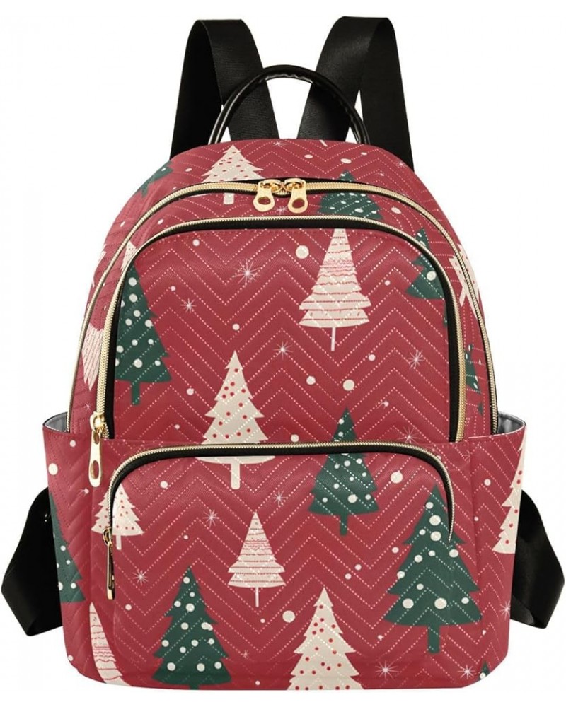 Polka Dot Striped Christmas Trees Fashion Travel Backpack for Women Multi Pockets Lightweight Purse for Women-S Multicolor Sm...