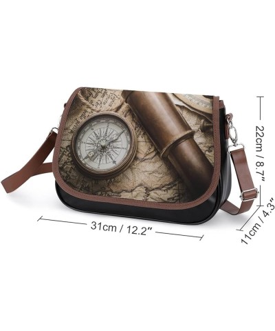 Printed Crossbody Bag Shoulder Bag PU Leather Women's Designer Satchels Compass And Sword Color4 $22.08 Satchels